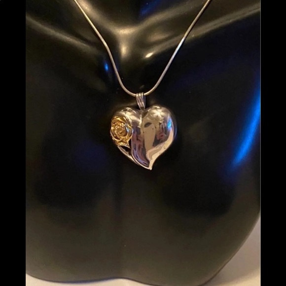 Vintage Gorham Sterling Silver Puffy Heart Pendant & Italy 925 16” Necklace - Picture 7 of 7